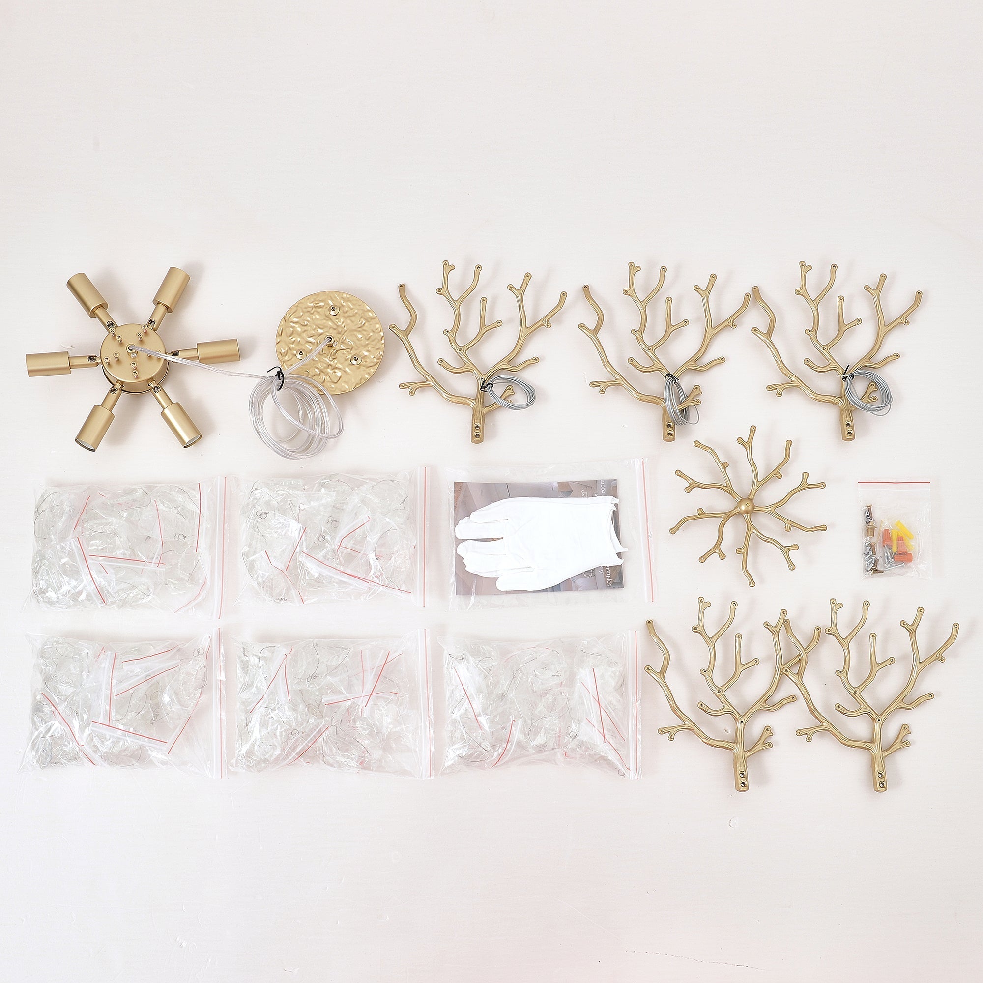6-Light Chandelier Crystal Ceiling Lamp - Gold Finish