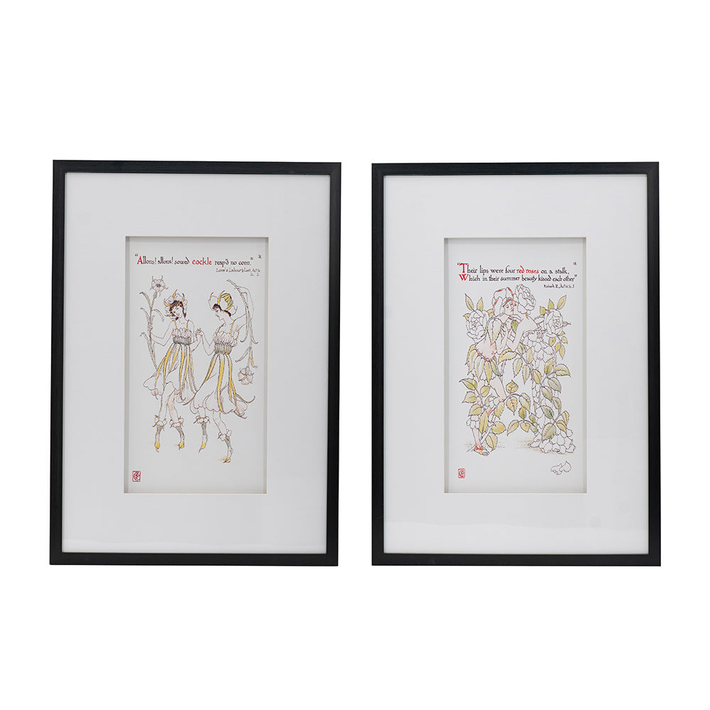 Set of 2 Wall Arts with Black Frames