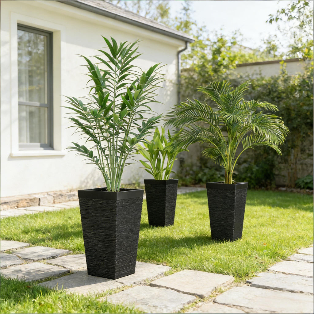 Modern Design Stackable Tapered Planters, Set of 3 Outdoor Planters