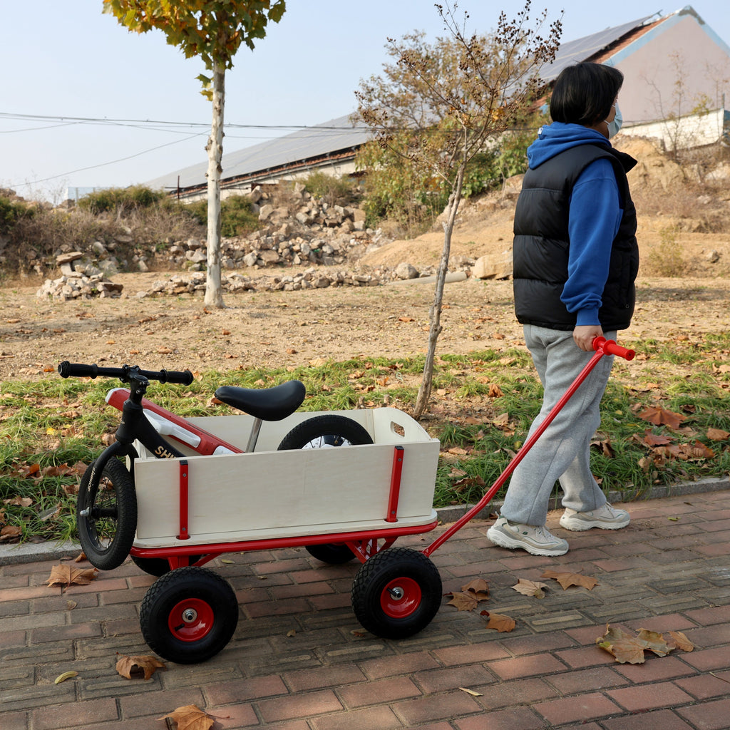 Wooden Children's Outdoor Stroller with Four-Wheel Design