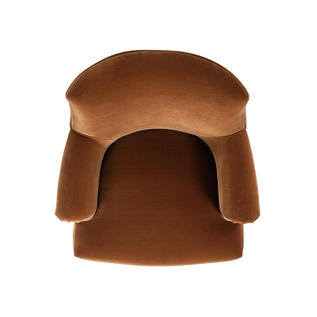 Eloise 30' Pleated Sock Arm Accent Armchair, Burnt Orange Performance Velvet
