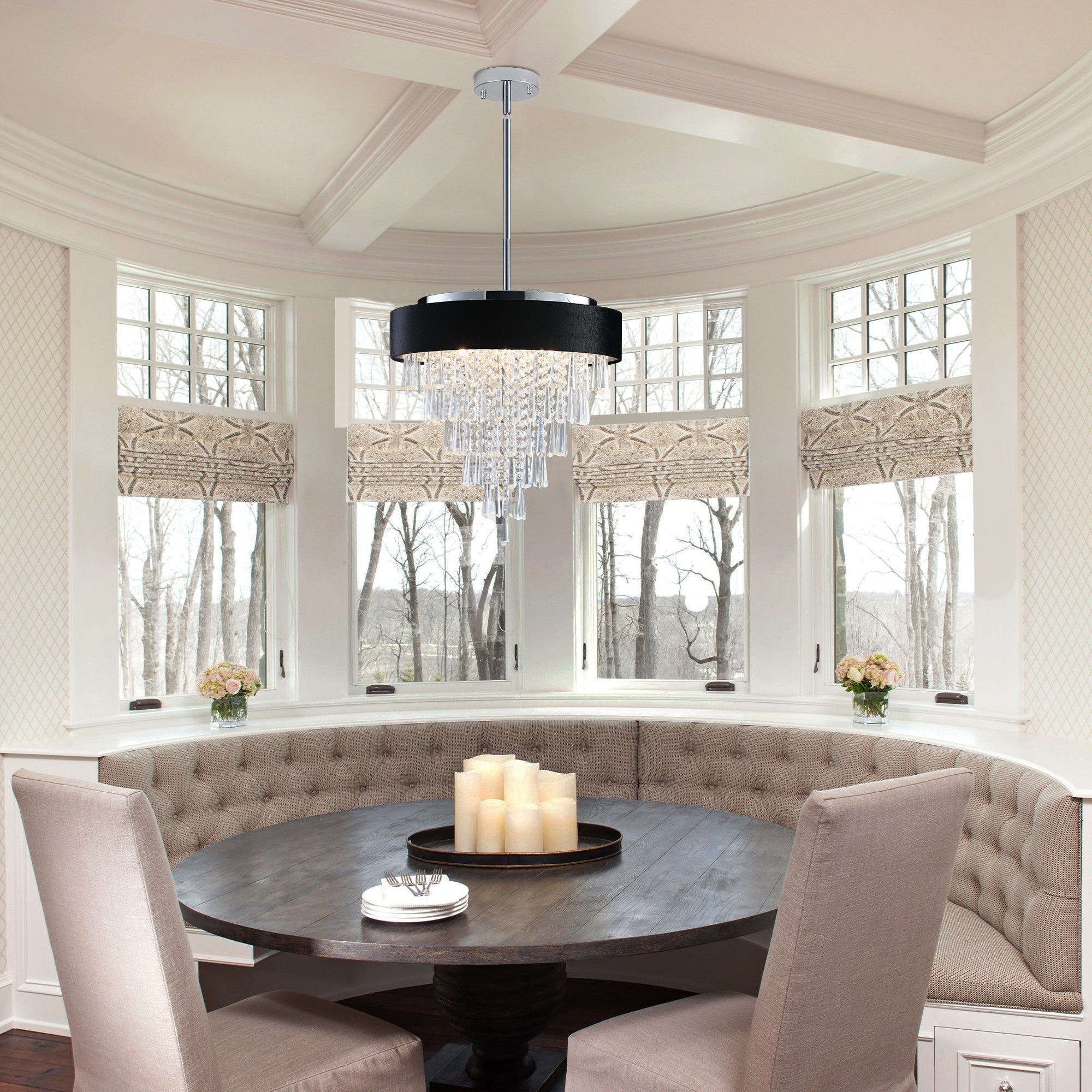 18-inch Modern Crystal Chandelier with Black Velvet Shade