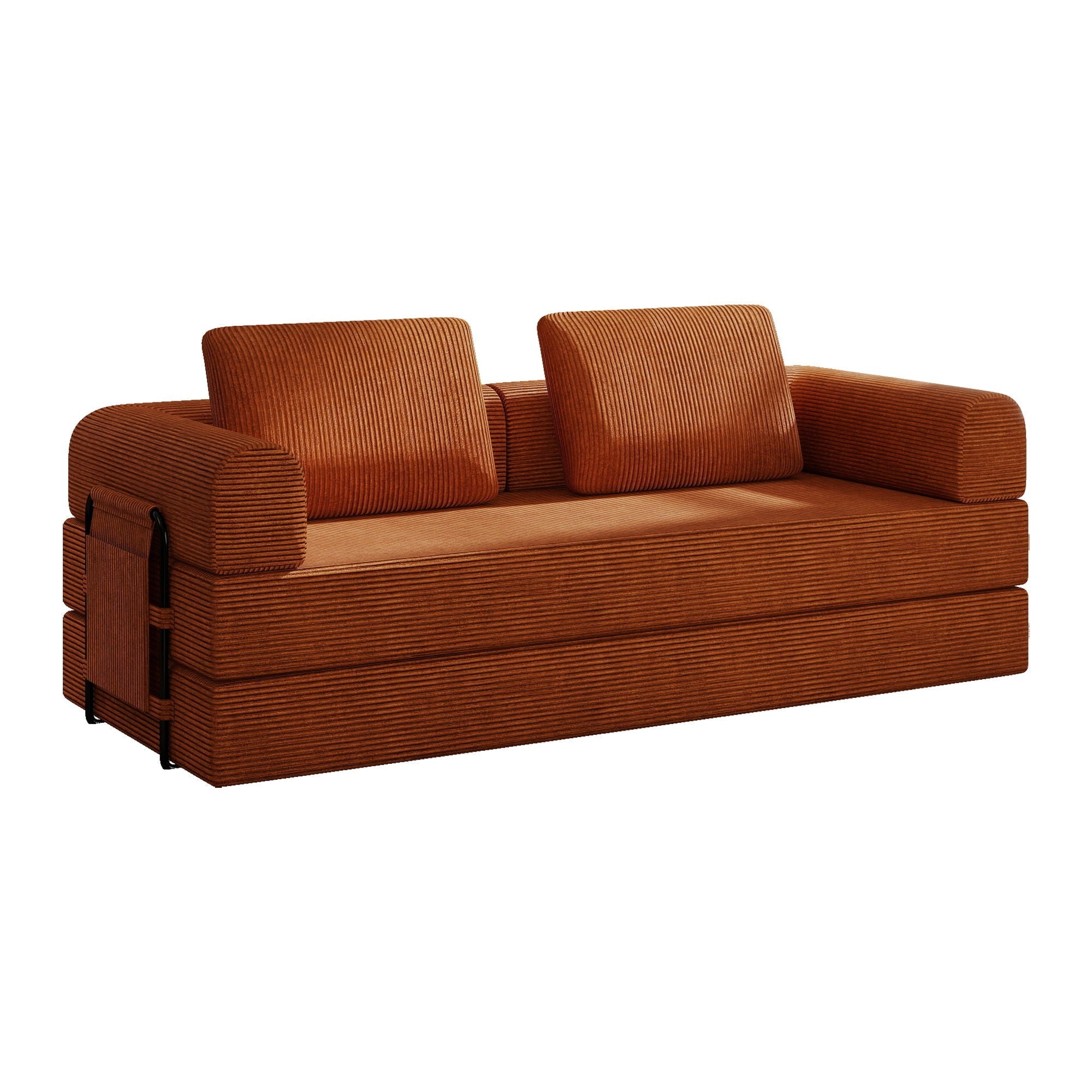 Convertible Sleeper Sofa Bed With Cylindrical Pillow