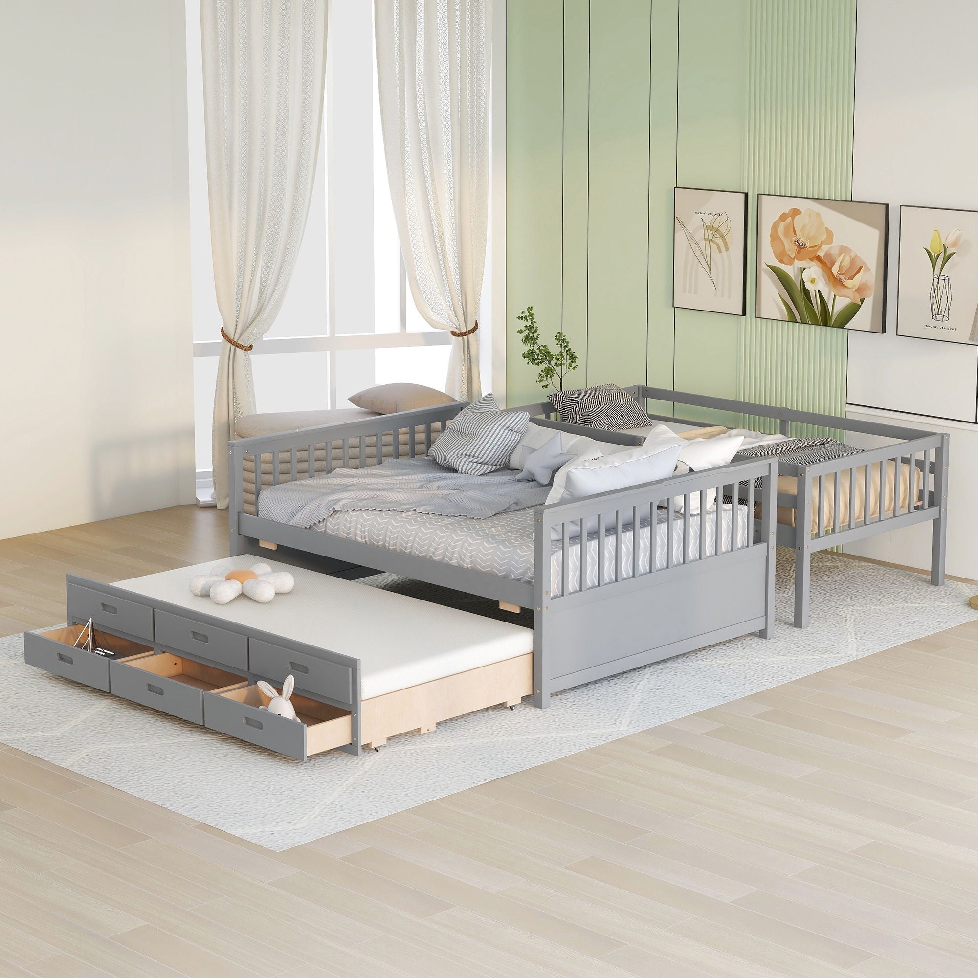 Bunk Bed With Twin Size Trundle And Drawers