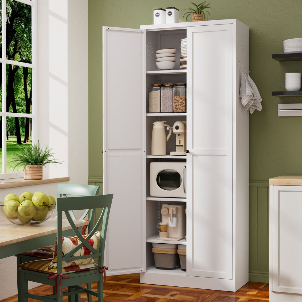Kitchen Pantry Cabinet With Doors, Heavy-Duty Freestanding Storage Organizer