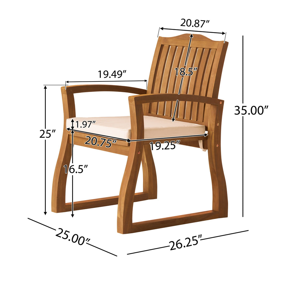 Della Wood Armchair Set of 2 Outdoor Dining Chairs - Cream