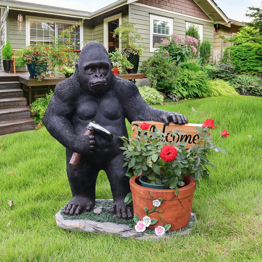 Outdoor Garden Sculpture Chimpanzee Flower Pot Planter