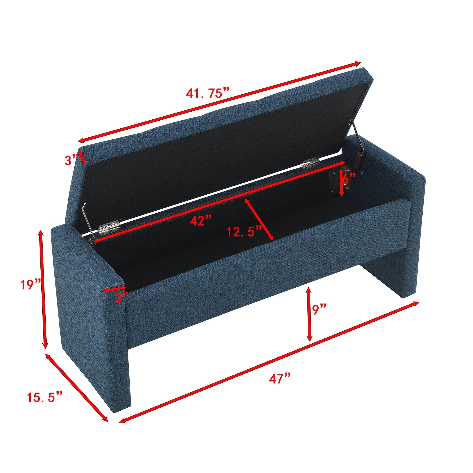 Modern Upholstered Large Bed End Bench With Storage