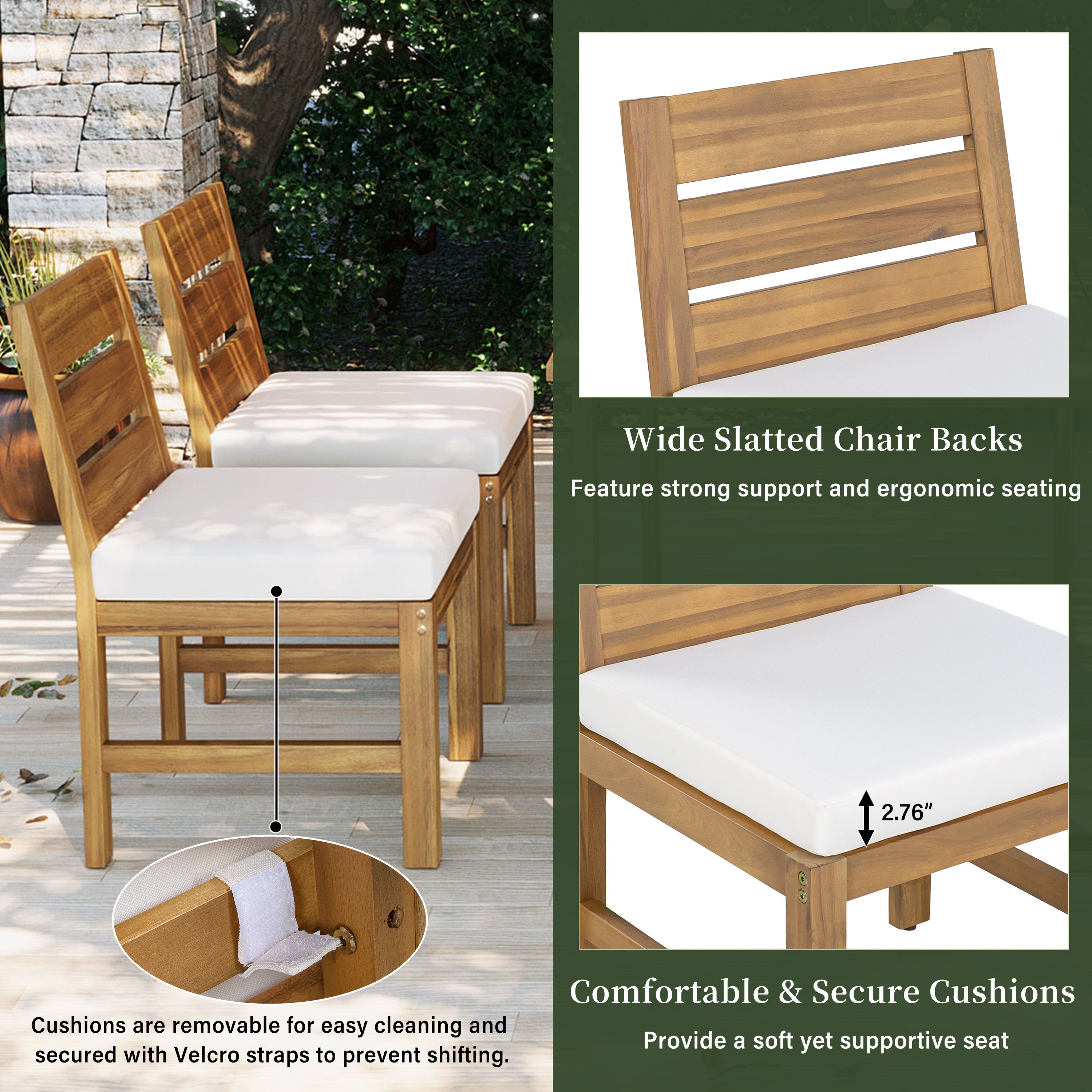 U_STYLE Farmhouse 5-Piece Outdoor Patio Dining Set with Adjustable Legs
