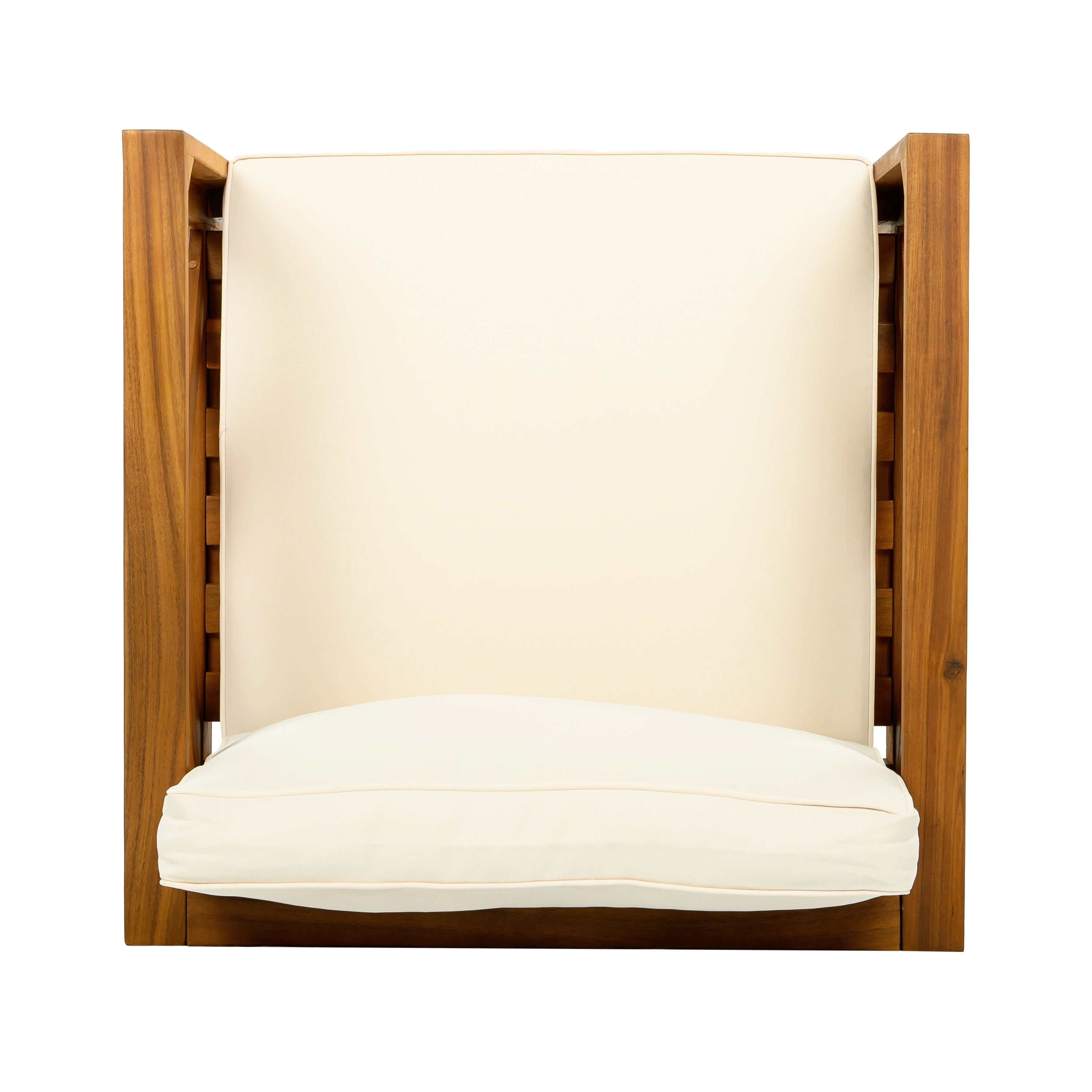 Outdoor Acacia Wood Club Wooden Armchair with Cushions (Set of 2)