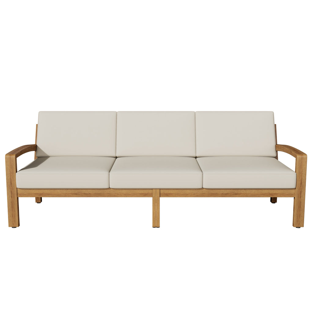 Outdoor L Shape 3pcs Acacia Wood Patio Sofa Set