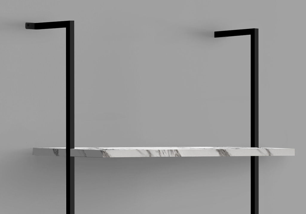 5-Tier Ladder Bookshelf with Marble Look for Office & Home