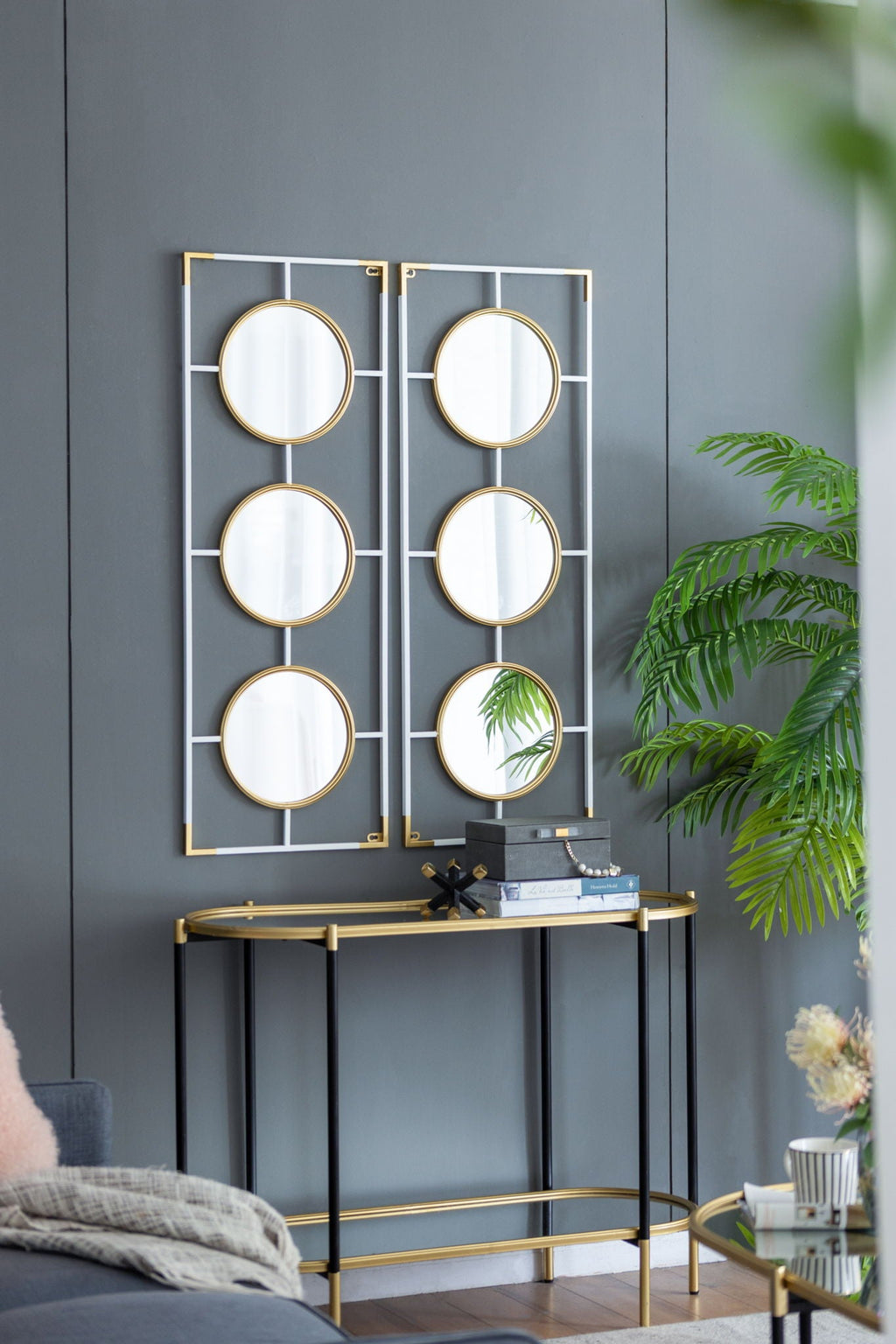 3 Mirror Piece Wall Mirror InRectangular Frame, Home Wall Decor For Bedroom Living Room