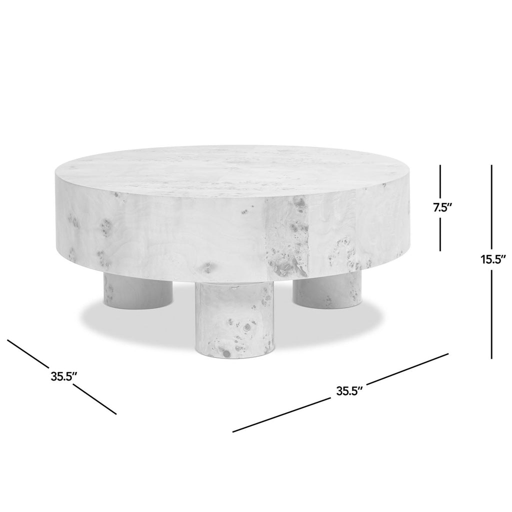 Nebula 35.5' Round Pillar Leg Coffee Table Warm Natural Brown Burl Wood