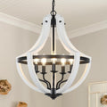 5-Light Convertible White Wood Farmhouse Chandelier