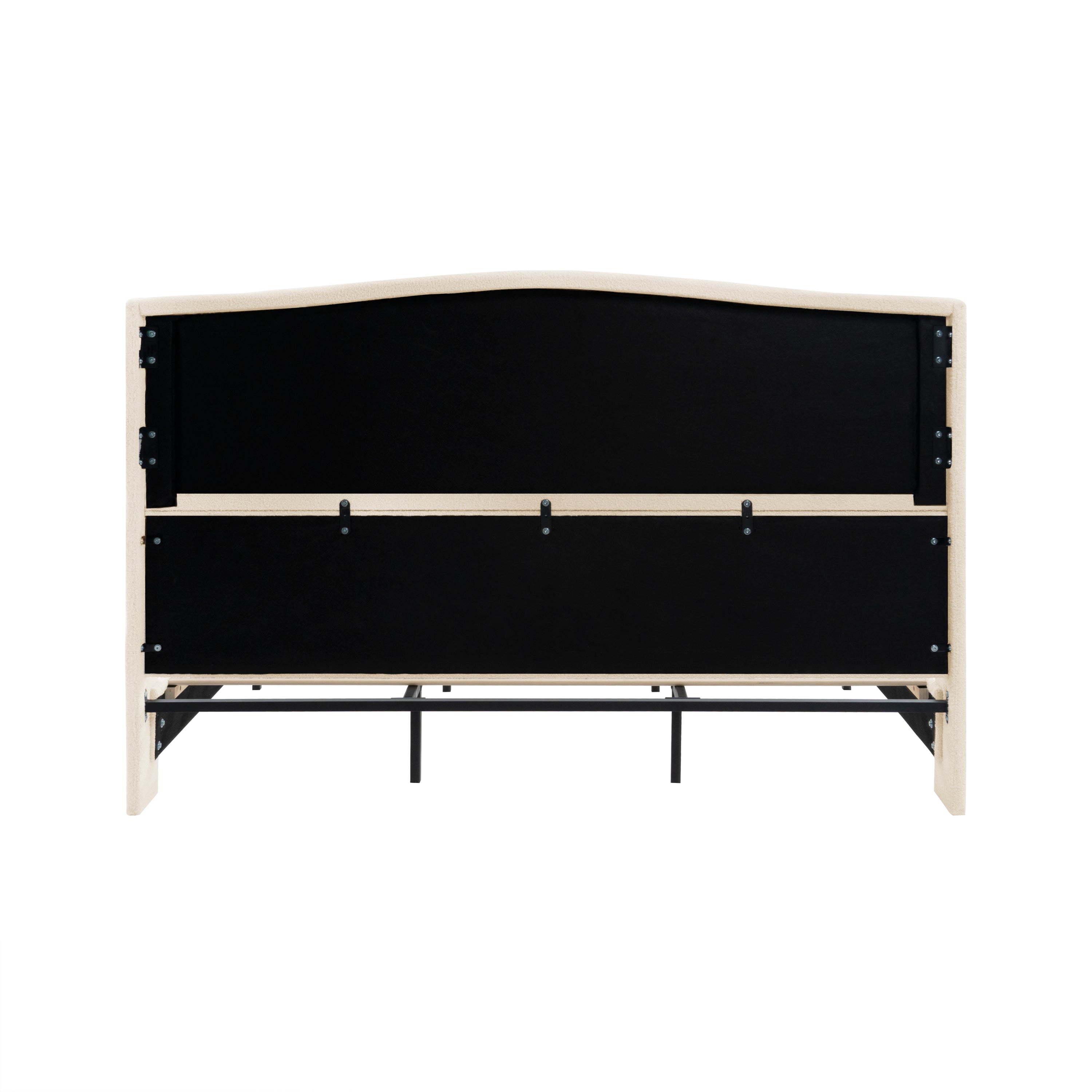 King Size Bed Frame with Upholstered Teddy Velvet Headboard