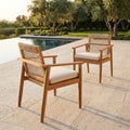 Outdoor Dining Chairs Set of 2 with Acacia Wood and Rope Design