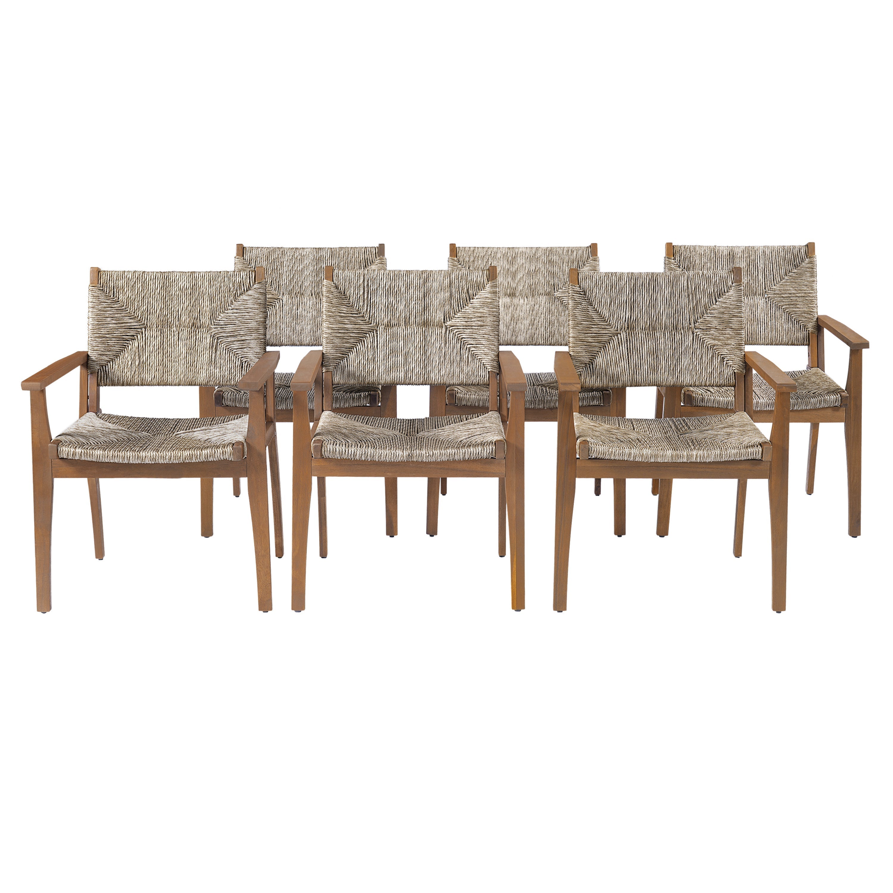Durable Outdoor Dining Chair Set with Acacia Wood Frame and Wicker Seat