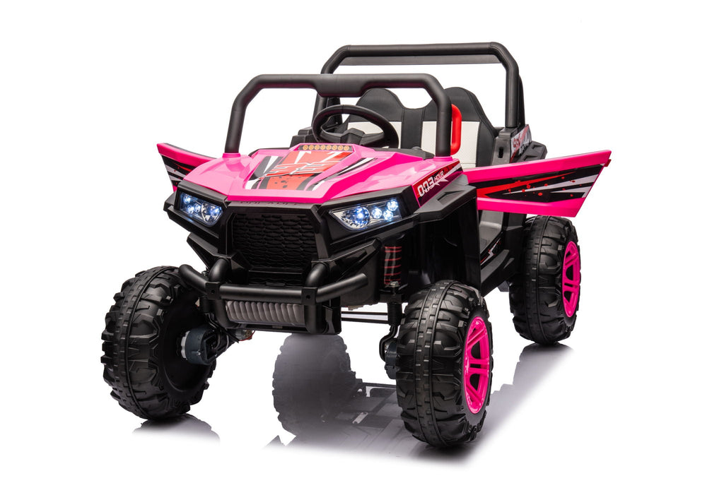 12V7A*1 30W*4 Four-Wheel Drive Seat One Button Start, Forward And Backward, High And Low Speed, Music, Front Light, Power Display, Two Doors Can Open, 2.4G R / C, Seat Belt Four Wheel Absorber