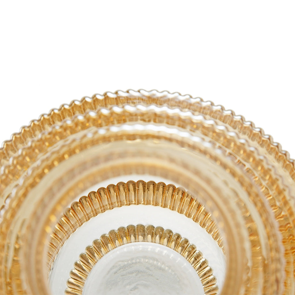 D5.9x6.7' Tiered Geometric Amber Luster Clear Vase, Set of 2