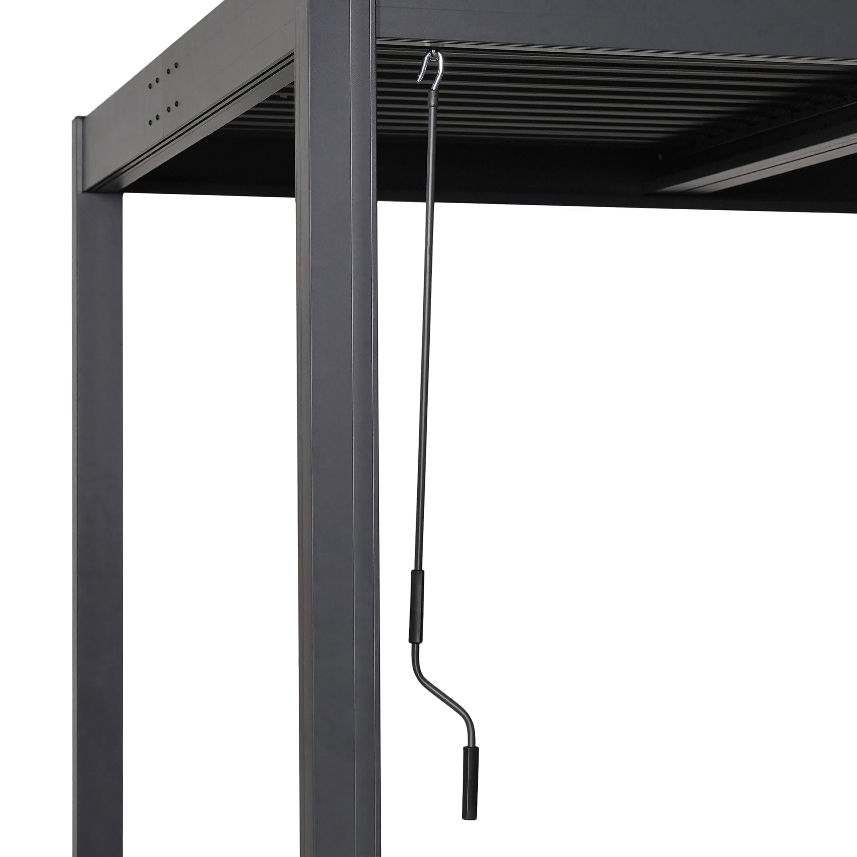 Byron Black Outdoor Pergola Aluminum with Adjustable Louvered Roof