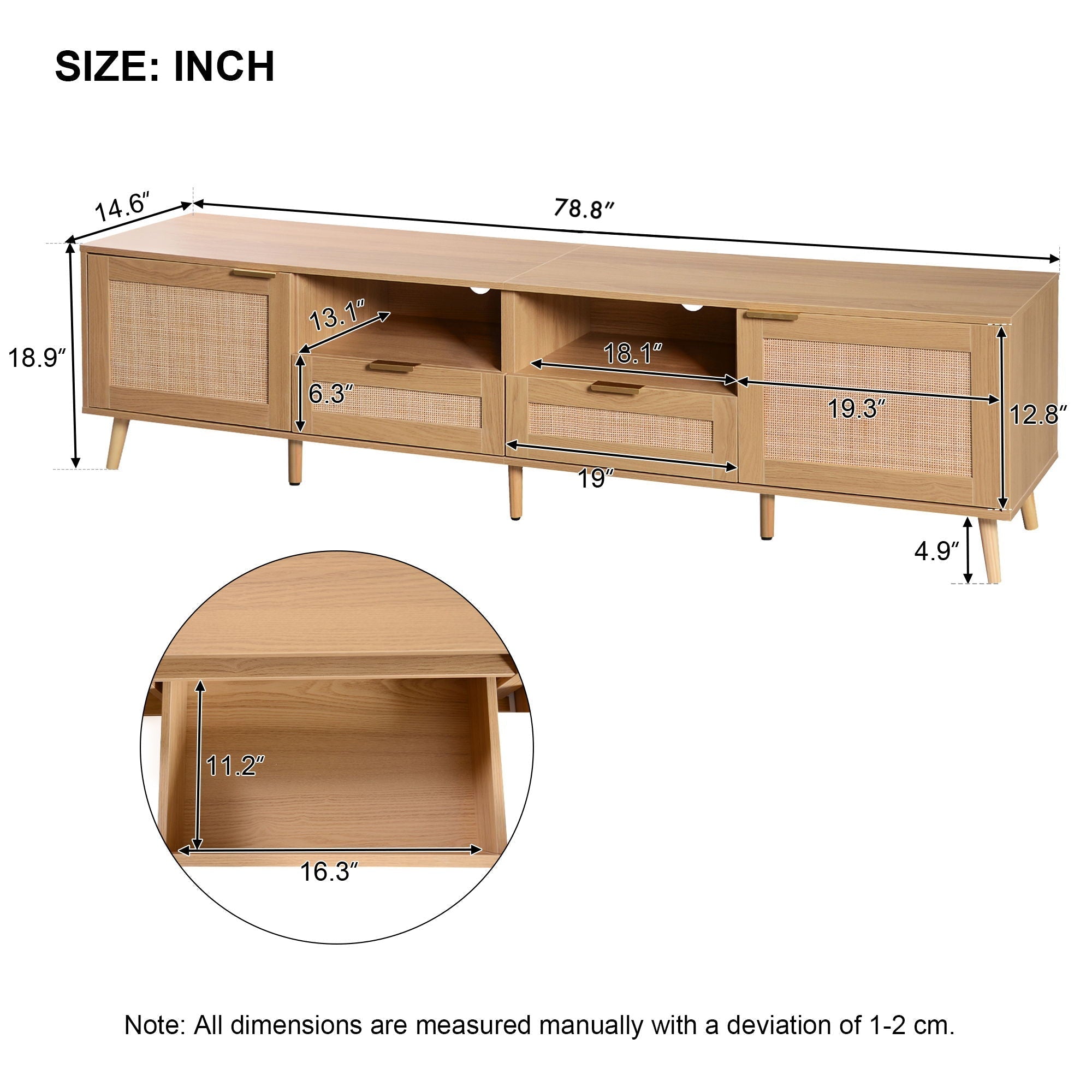 TV Stand Media Console With Cable Management