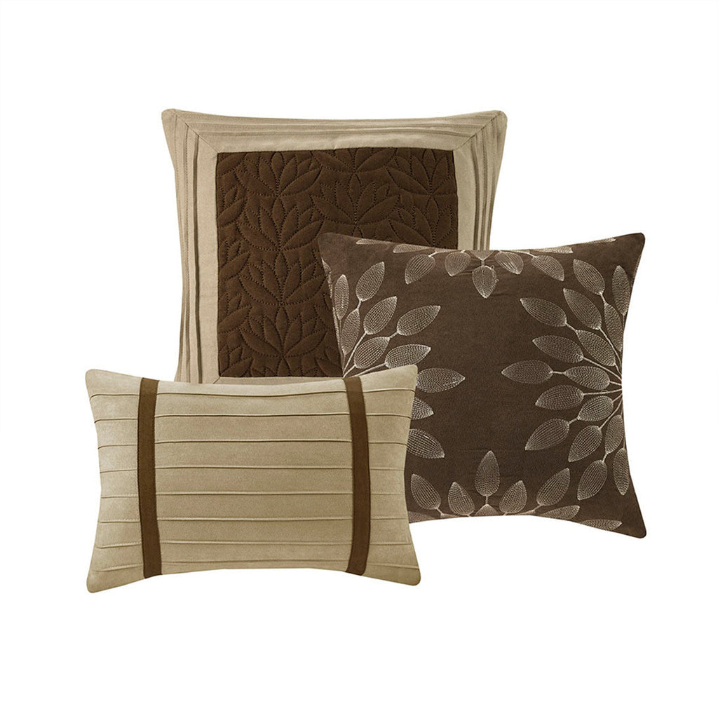 7 PC Faux Suede Comforter Set Natural King