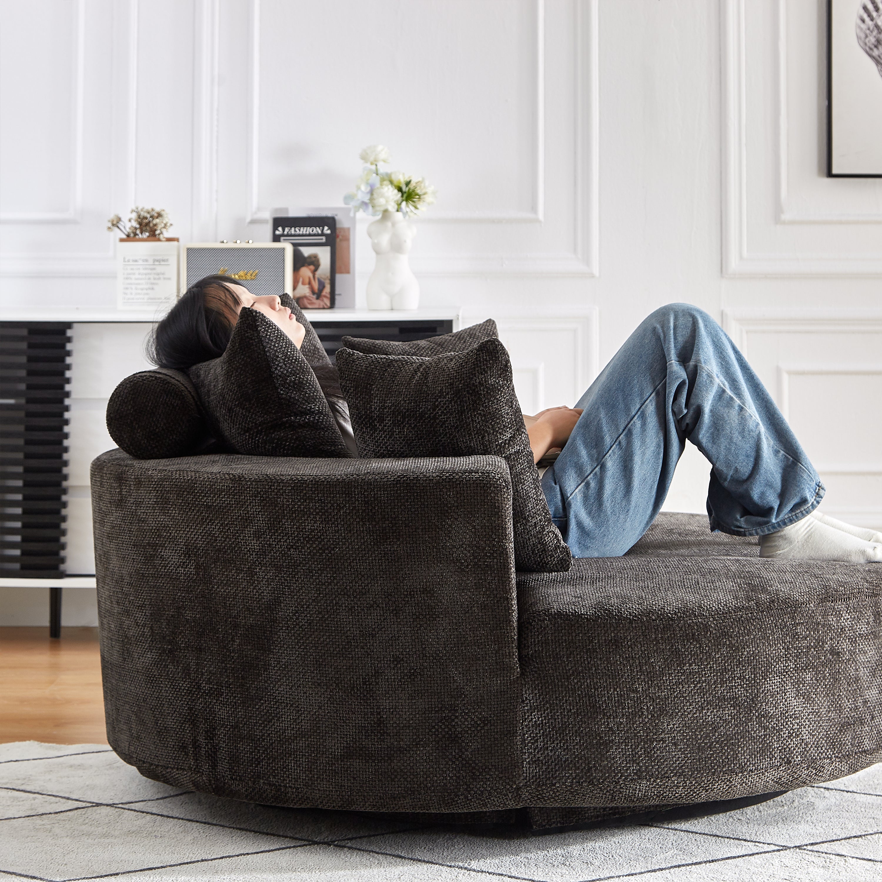 55'' Chenille Foam Single Swivel Chair