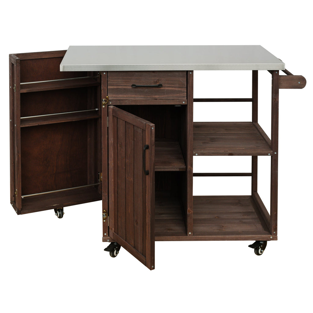 Outdoor Kitchen Island Fir Wood Prep Station