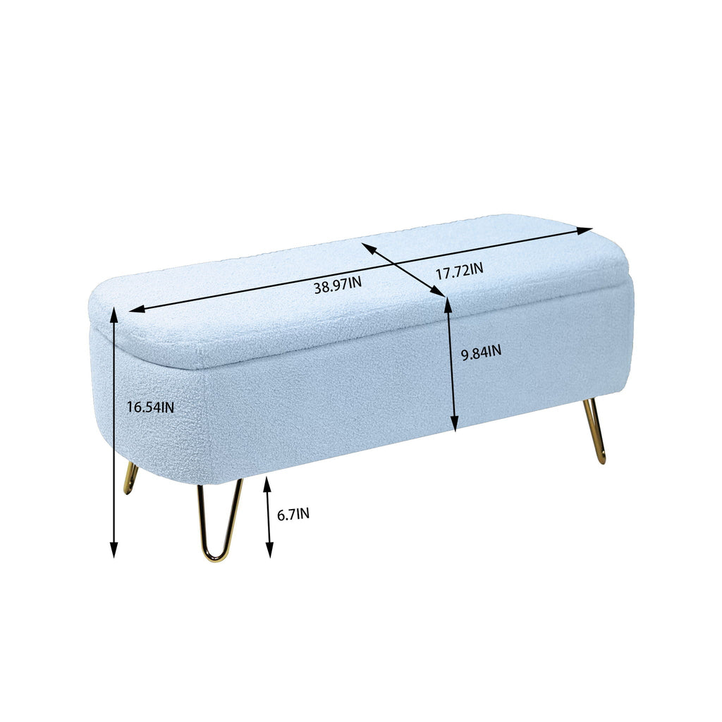 Storage Ottoman Bench For End Of Bed Legs, Modern Camel Faux Fur Entryway Bench Upholstered Padded With Storage For Living Room Bedroom