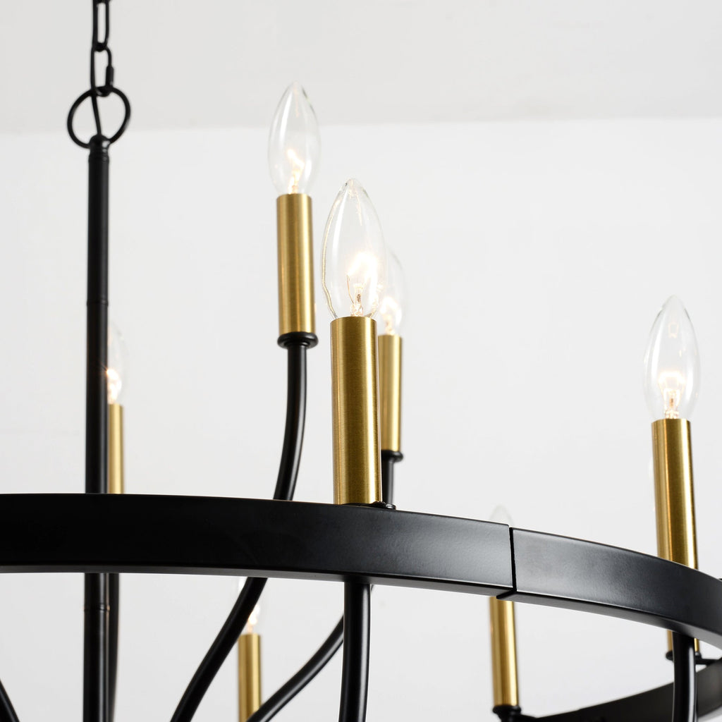 15-Light Industrial Iron Candle Chandelier Modern Farmhouse Pendant Light