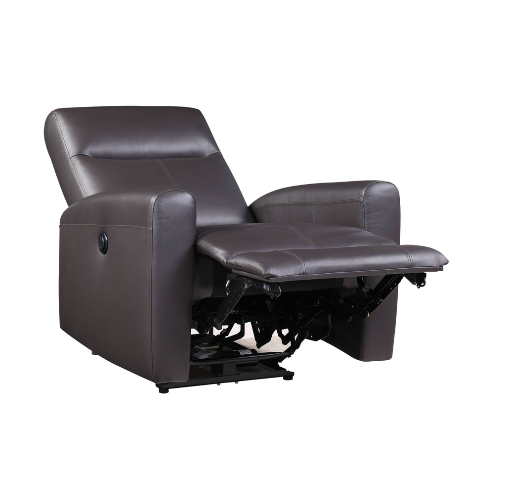 Blane Top Grain Leather Match Power Motion Recliner - Brown