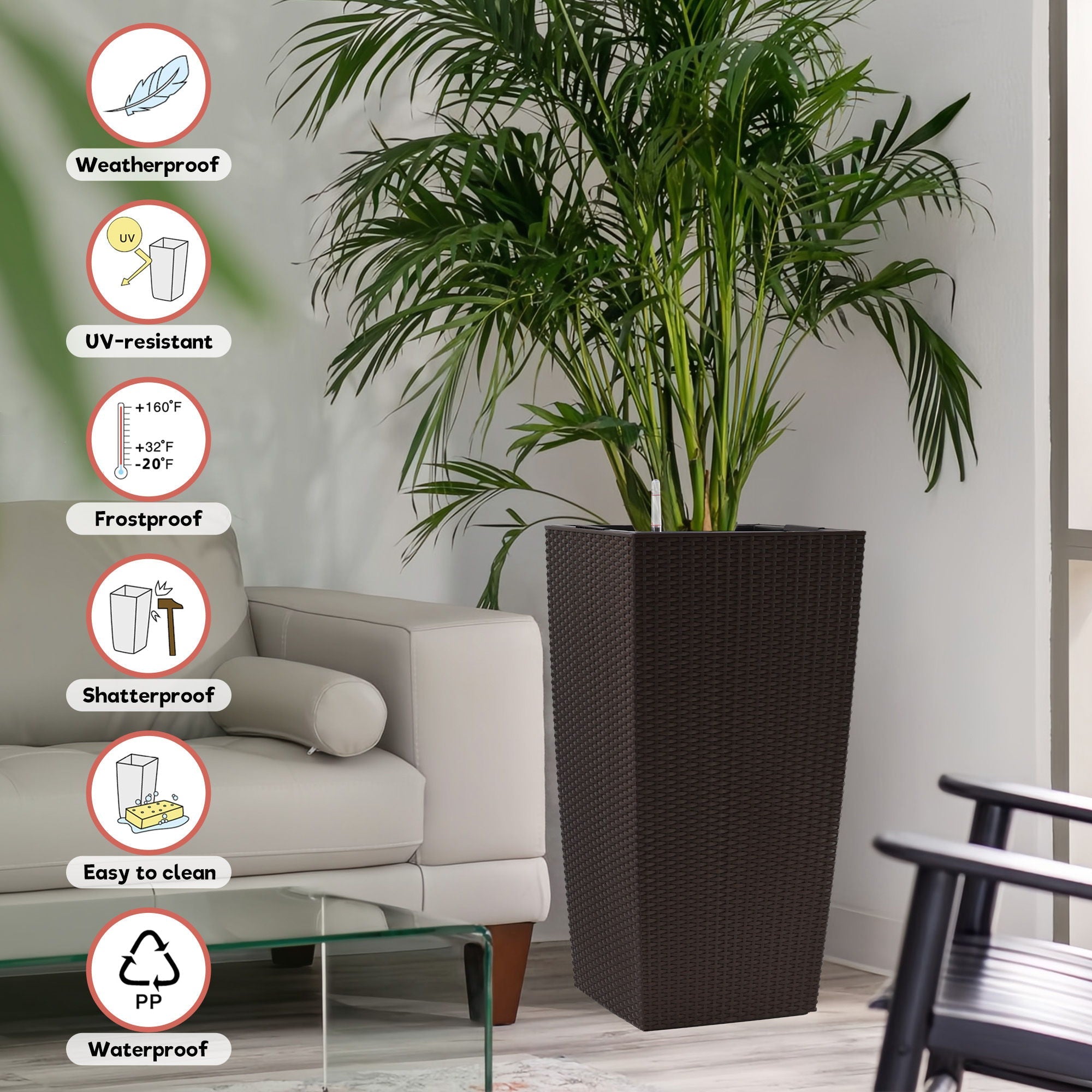 Indoor Outdoor Planter With Automatic Watering System