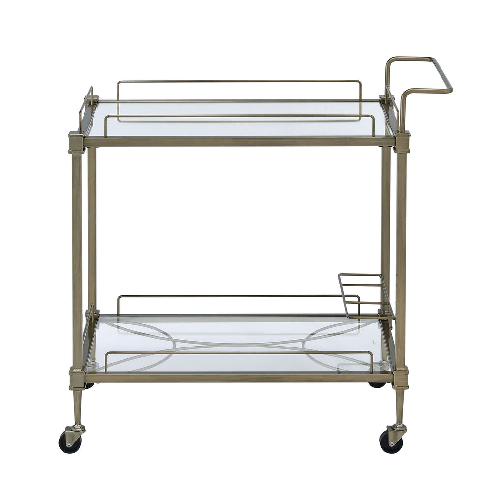 Aditya Mirrored & Antique Brass Finish Serving Cart