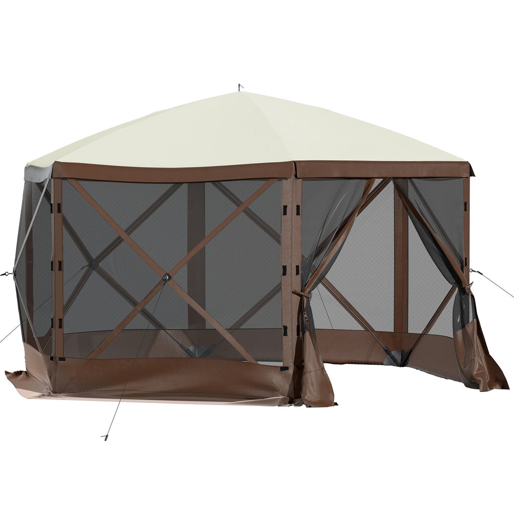 Camping Gazebo Tent, 10'x10', 6-Sided Pop-up Canopy Screen Tent