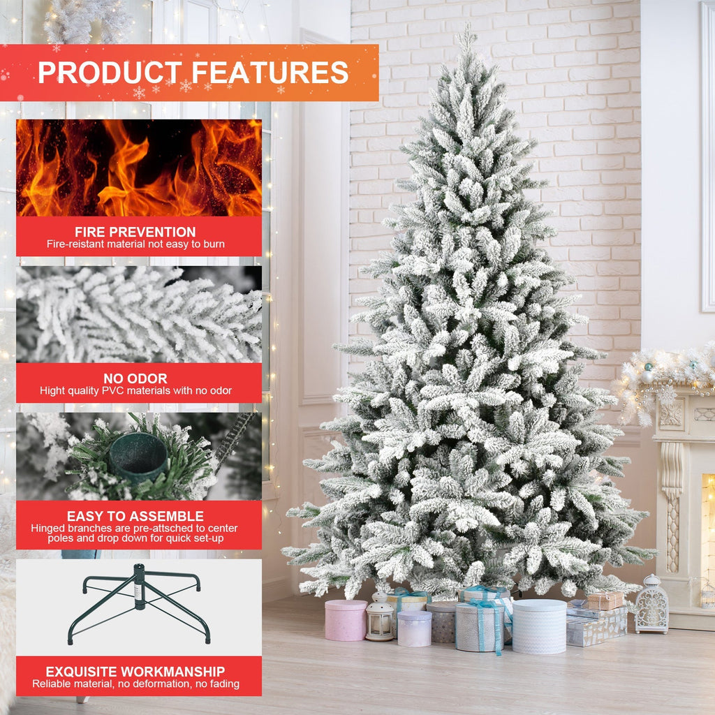 7ft Flocked Christmas Tree with 1514 Tips