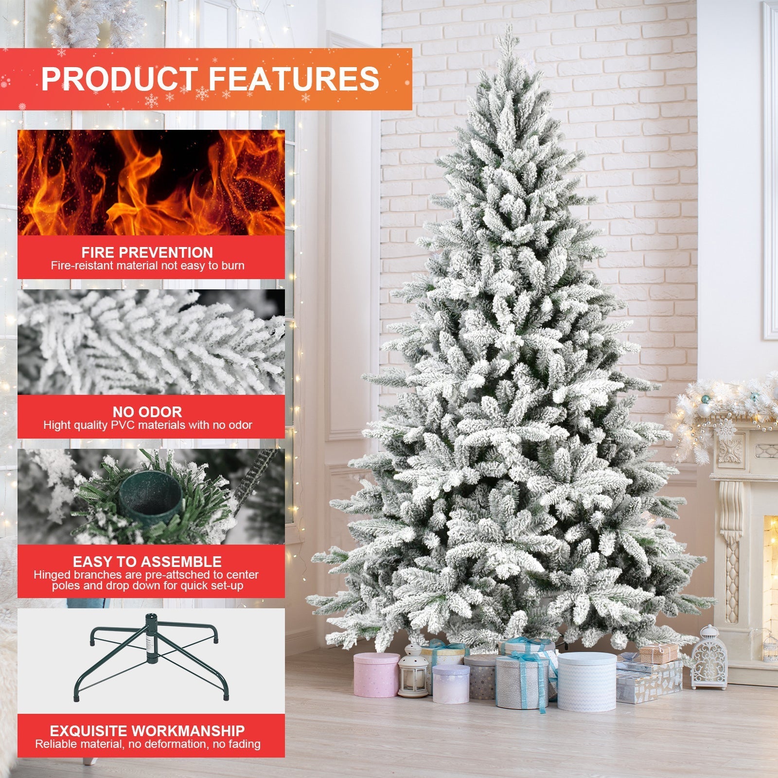 7ft Flocked Christmas Tree with 1514 Tips