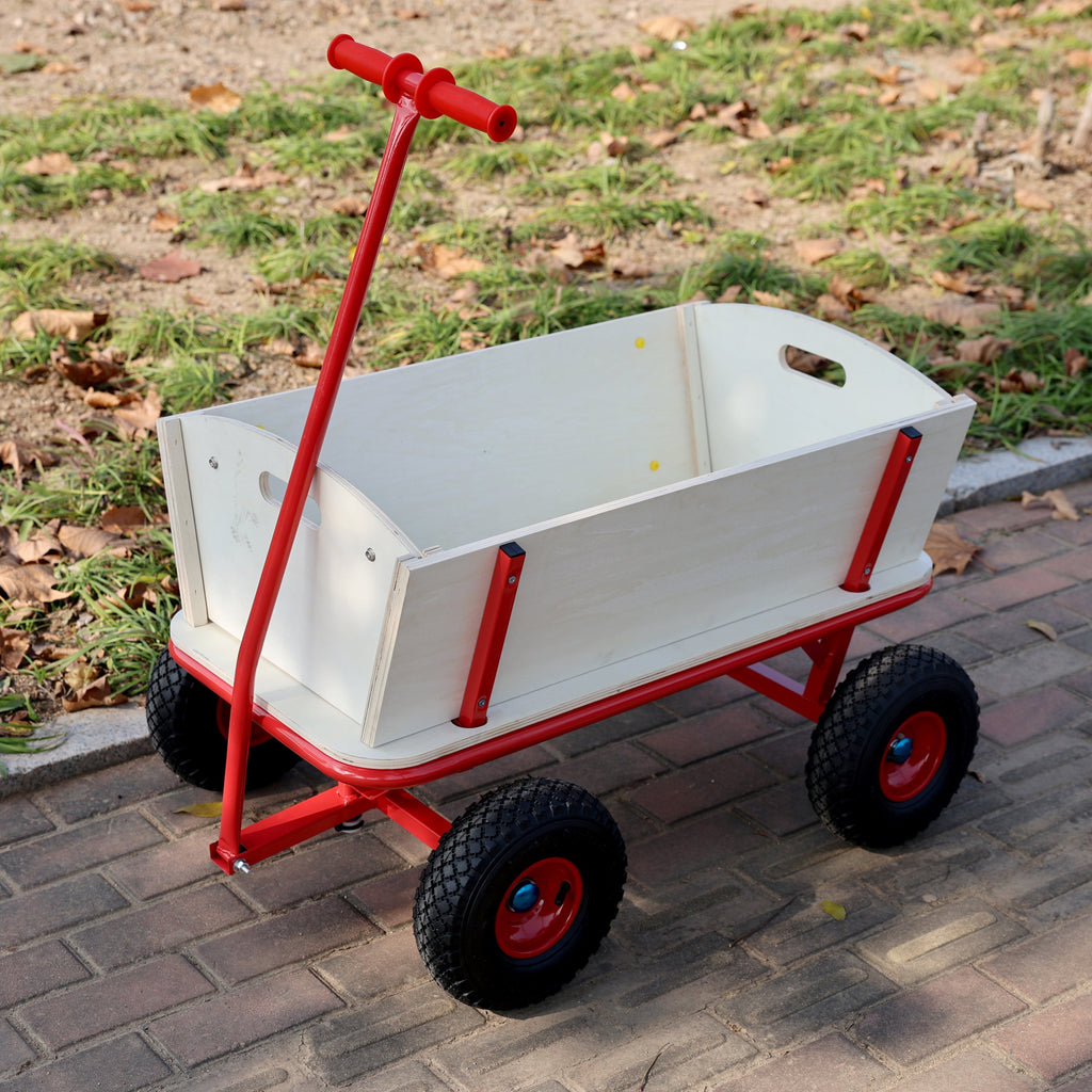 Wooden Children's Outdoor Stroller with Four-Wheel Design