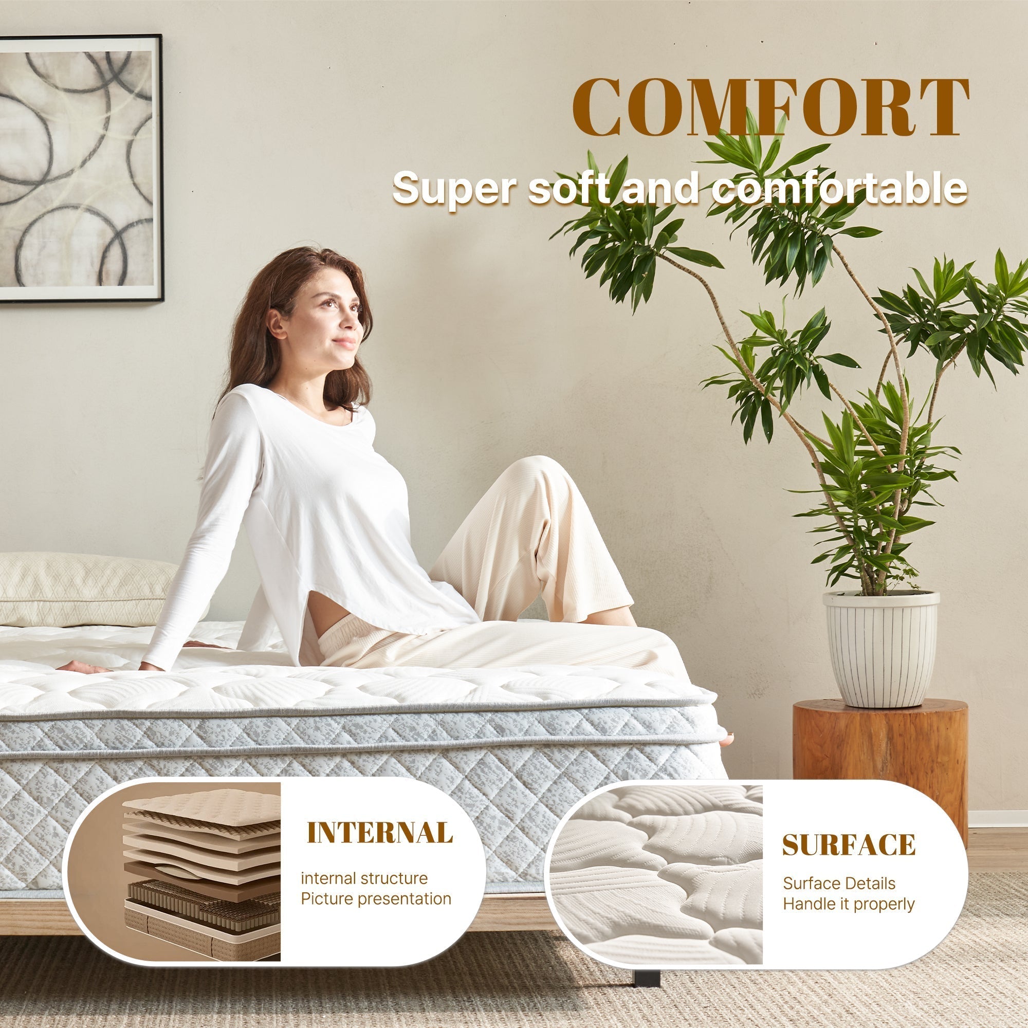 TM Home 12 Inch Hybrid Cooling Memory Foam Mattress