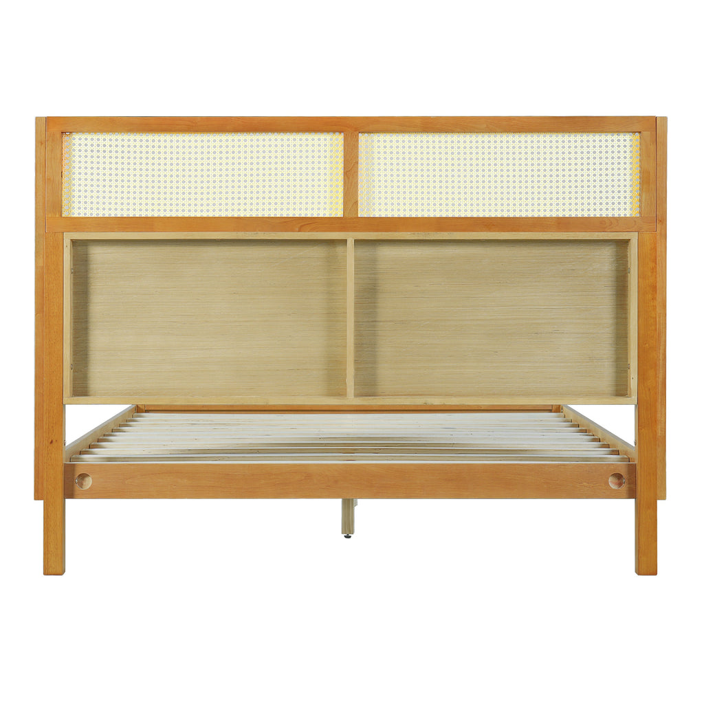 Premium Rubber Wood Platform Queen Bed Frame with Headboard