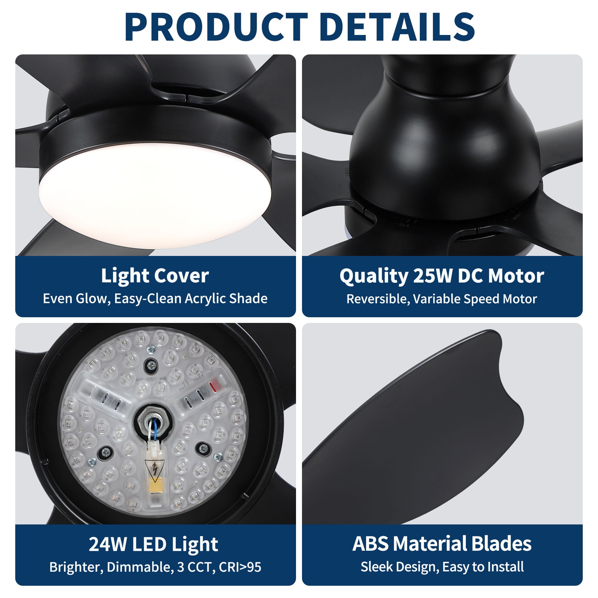 Low Profile Flush Mount Ceiling Fan With Light
