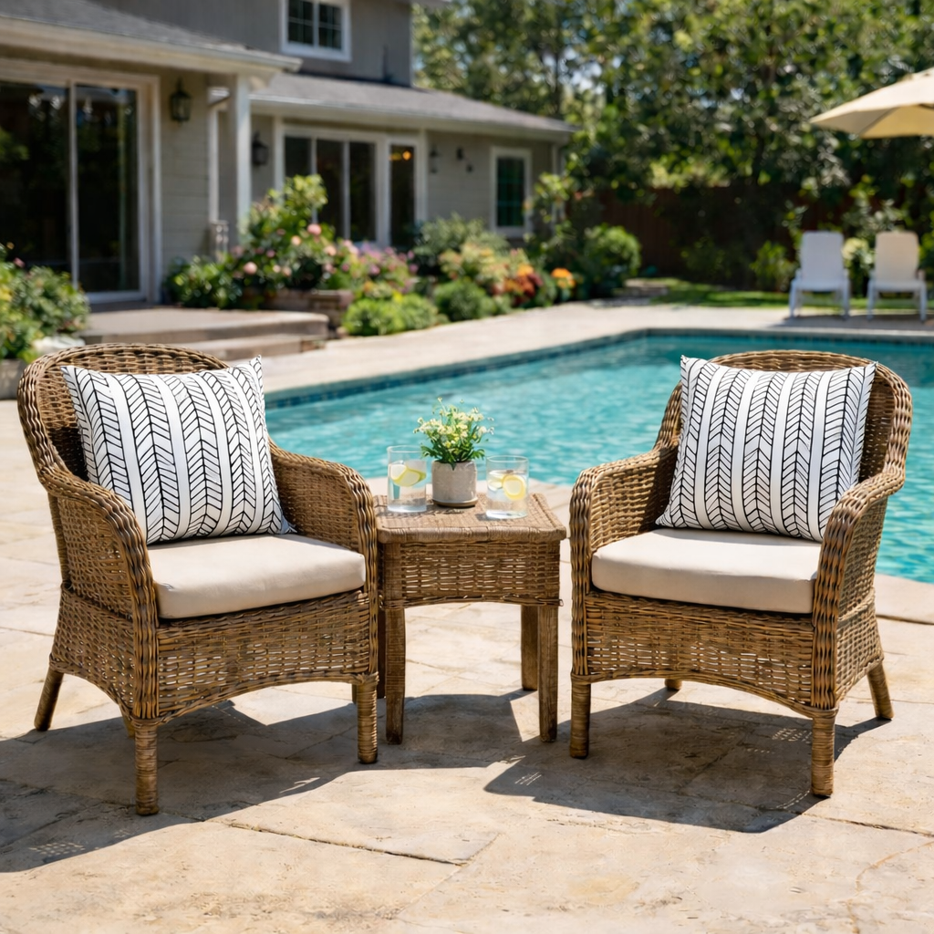 2 Pack Outdoor Throw Pillows, Waterproof & Fade-Resistant Patio Cushions
