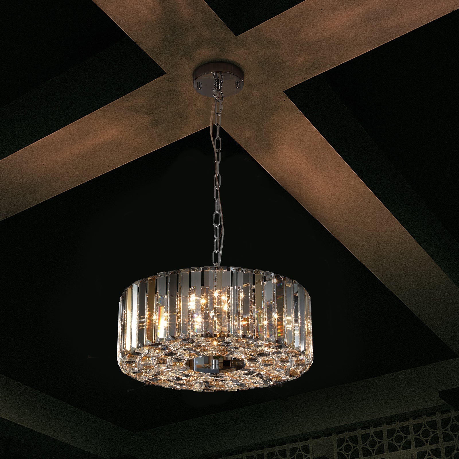 17' Chrome Crystal Pendant Chandelier