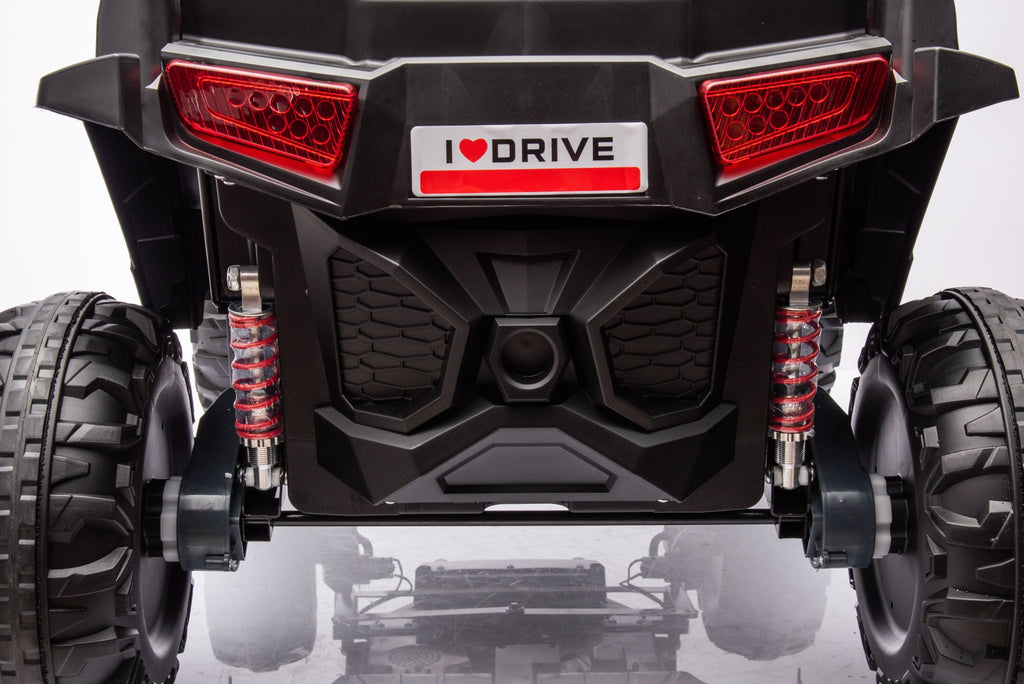 12V7A*2 30W*4 Four-Wheel Drive Seat One Button Start, Forward And Backward, High And Low Speed, Music, Front Light, Power Display, Two Doors Can Open, 2.4G R / C, Seat Belt Four Wheel Absorber