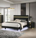 Modern Black 3-Piece Full Size Bedroom Set with LED Lighting