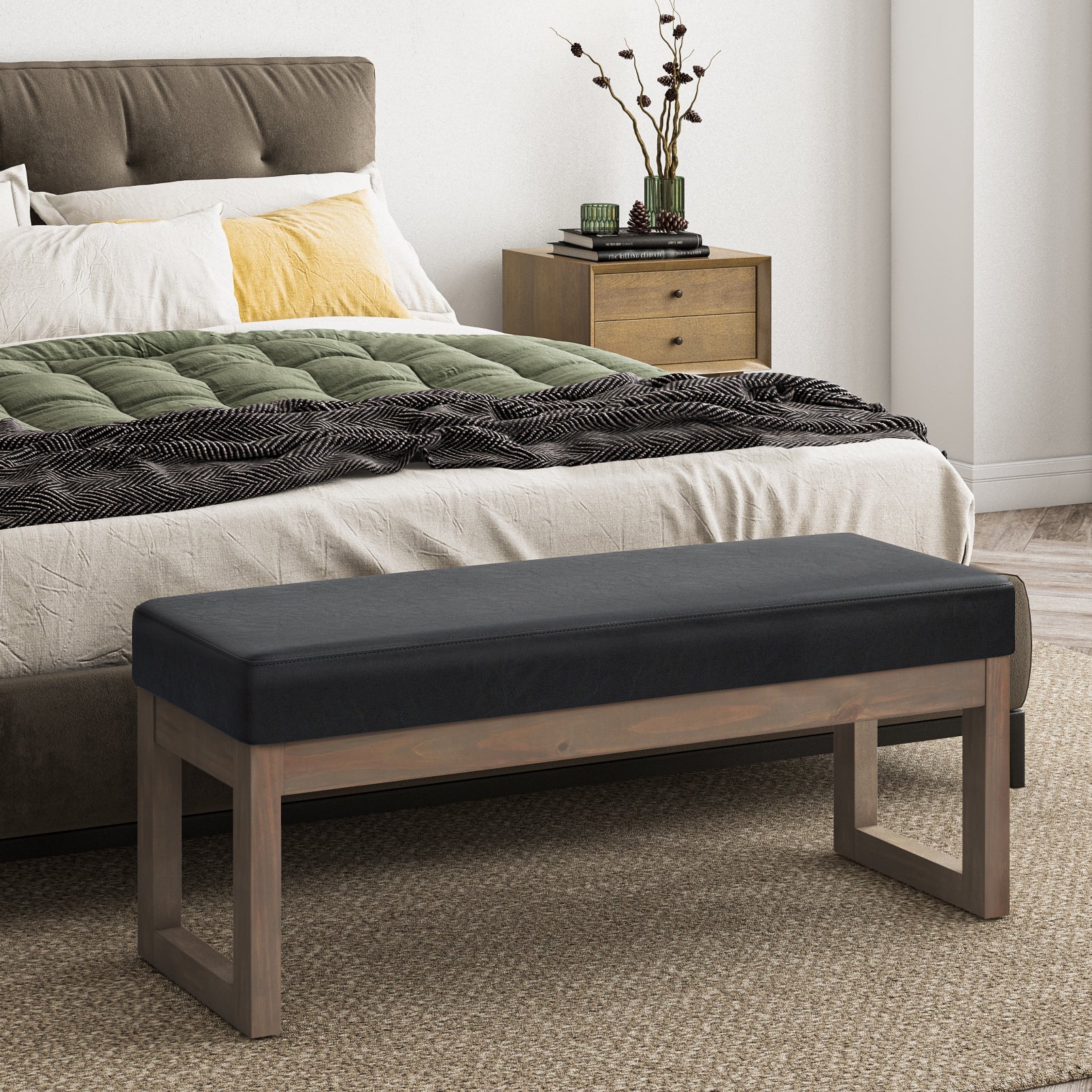 Milltown Large Ottoman Bench - Midnight Black