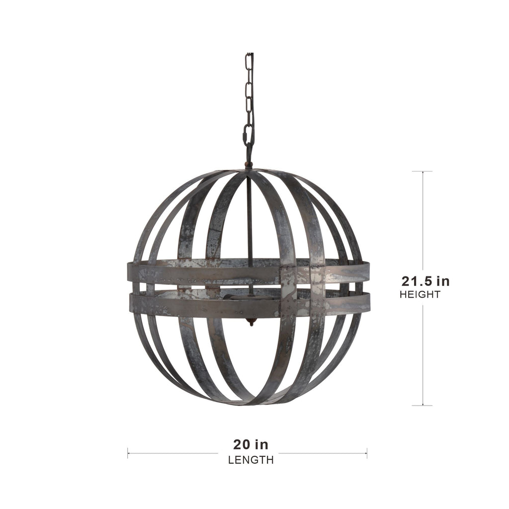 4 Light Galvanized Chandelier, Hanging Light Fixture With Adjustable Chain For Kitchen, Bulb Not Included - Gray