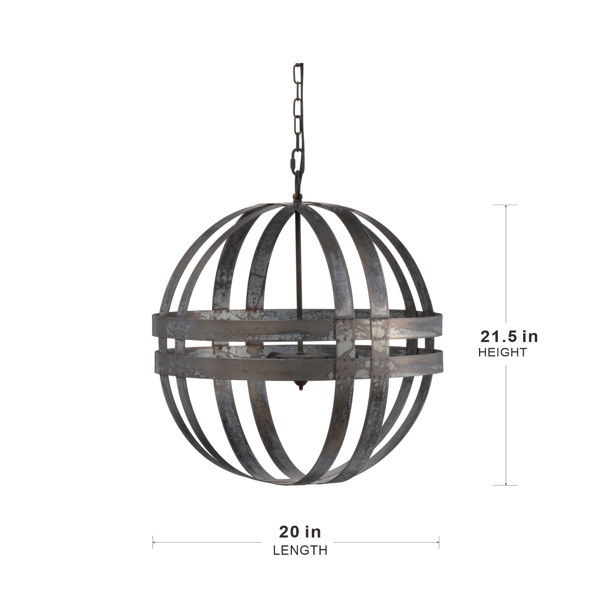 4 Light Galvanized Chandelier, Hanging Light Fixture With Adjustable Chain For Kitchen, Bulb Not Included - Gray