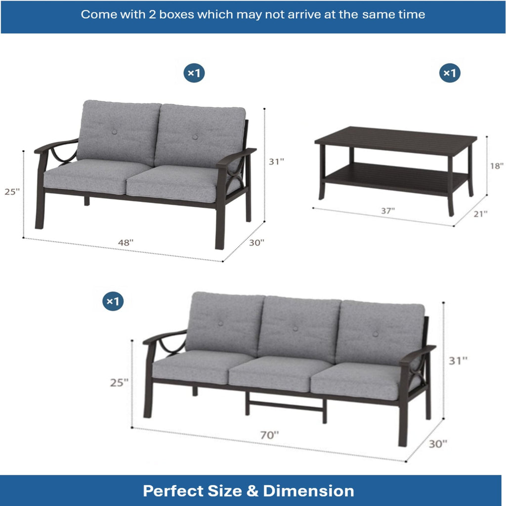 Patio Furniture Set with Coffee Table and Cushions for Backyard