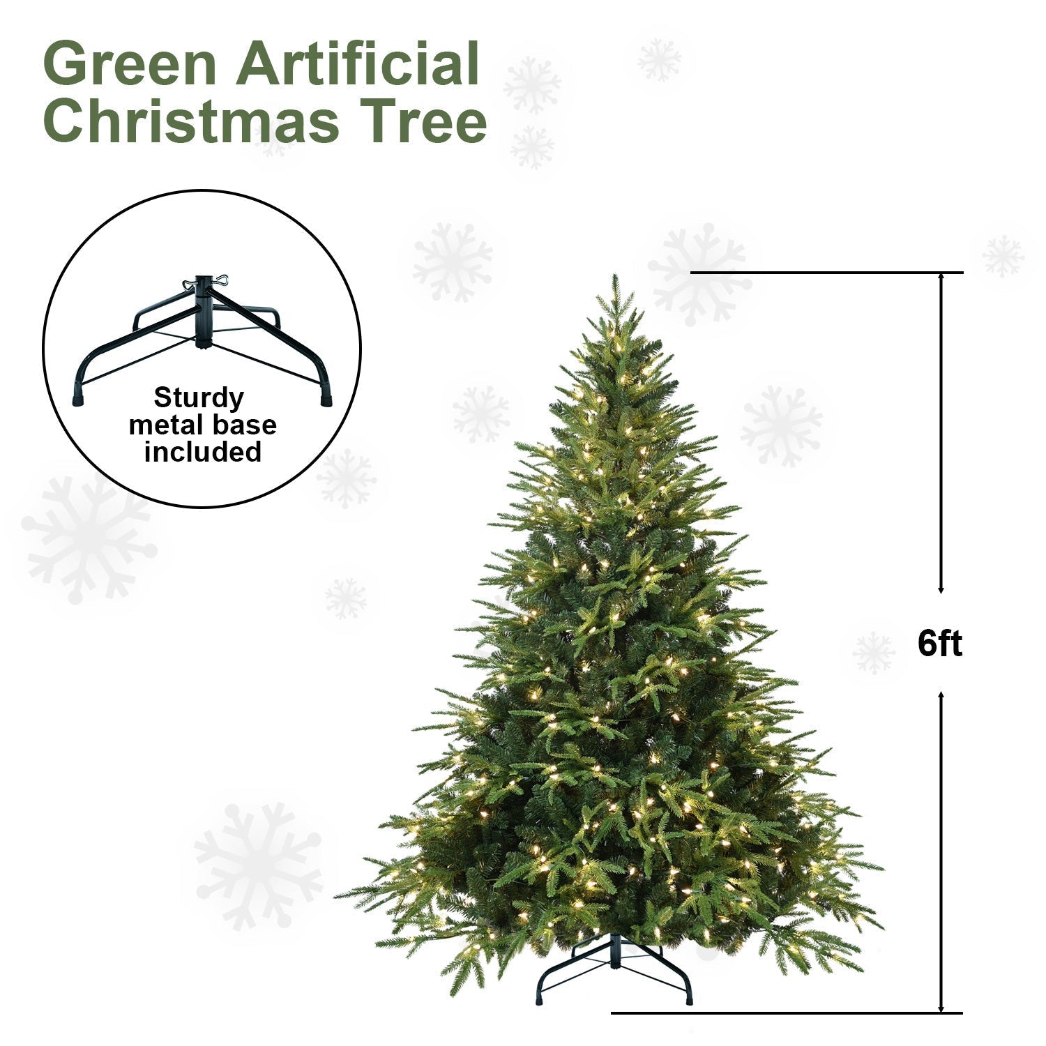 6.5ft Pre-Lit Artificial Christmas Tree with 450 Warm White Lights